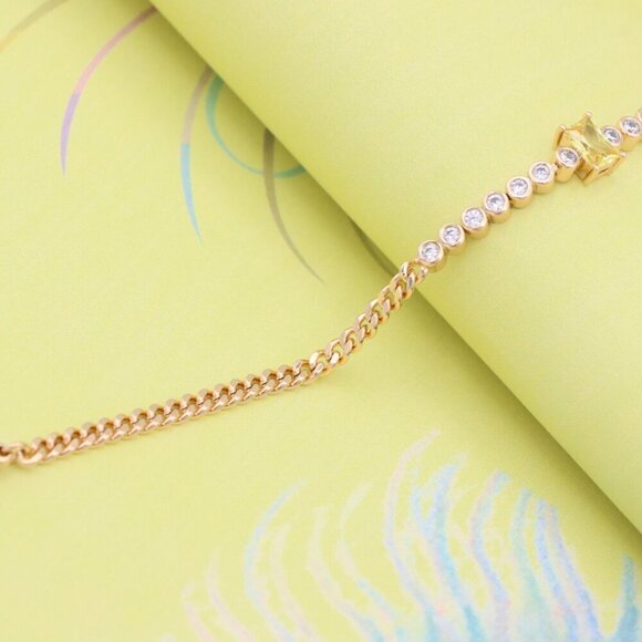 "Delicate Yellow Stone & Crystal Rose Gold Bracelet, XPBL0765 - Picture 3 of 10